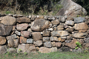 Close up shot of stone wall background	
