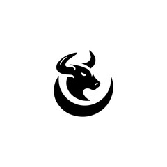 Simple Vector Logo Bull Symbol Black and White on white