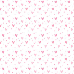 Cute doodle style hearts seamless vector pattern. Valentine's Day handwritten background. Hand drawn ornament. 