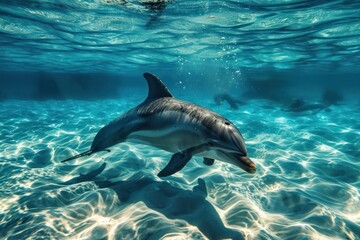 Dolphin swimming in the ocean. 