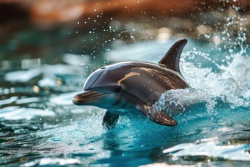 Fototapeta premium dolphin jumping out of the water, close up