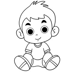 Coloring page outline of cartoon kid
