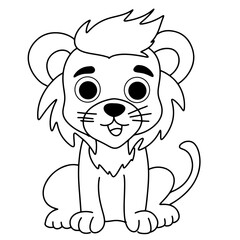 Coloring page outline of cartoon lion
