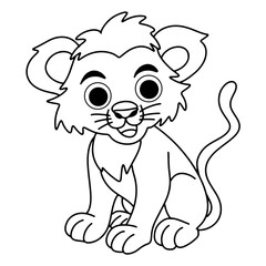 Coloring page outline of cartoon lion

