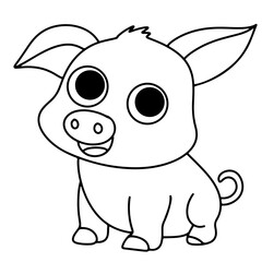 Coloring page outline of cartoon pig
