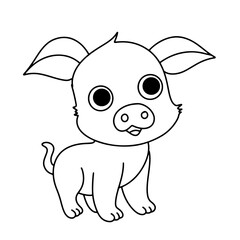 Coloring page outline of cartoon pig
