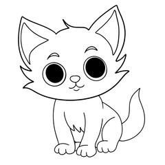 Coloring page outline of cartoon cat
