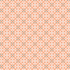 Delicate light blue and white openwork lace floral pattern Muted pastel peach apricot orange background