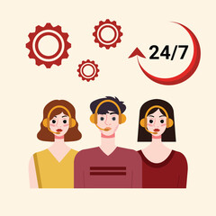 24/7 customer service design, vector illustration eps 10.