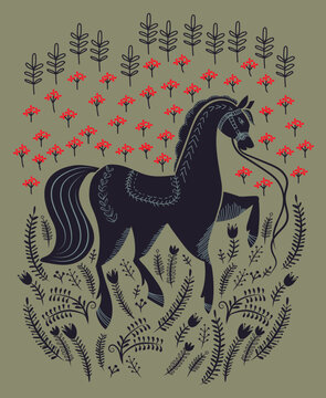 caballo,corcel,flores,campo,jardin