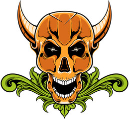 Vector skull with background ornament illustration