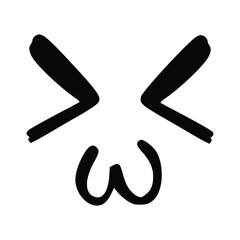 Kawaii's cute face. Manga-style eyes and mouth. Funny cartoon Japanese emoticon in different expressions, mega Big Set. Expression anime character and emoticon face illustration. Background. Print.