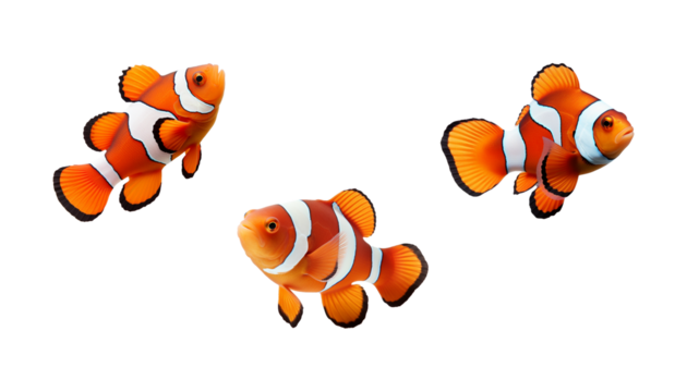 set of clownfish with transparent background