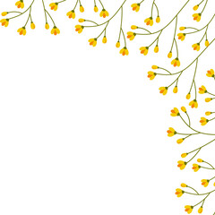 Floral branches corner design with copy space. Concept for springtime greetings or invitations cards