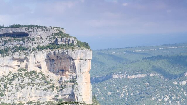 Mountain landscape, Gorges de la Nesque, Vaucluse in Provence, southern France. View from viewpoint Belvedere de Saint Hubert.