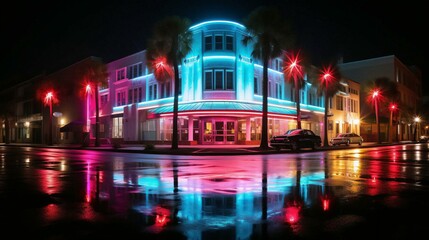 Store decorated in neon lights - night view - inspired by the sights in coastal Charleston South...