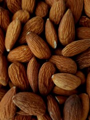 A top view brown almonds