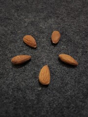 A top view brown almonds