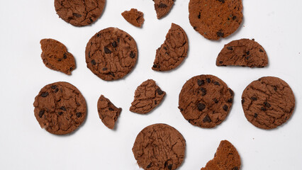 Cookies, Chocolate chip cookie isolated on white background