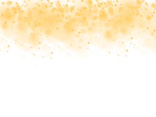 Sparkling golden particles, glowing bokeh lights isolated on transparent background
