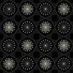 mosaico,flores,patron,relleno,negro,