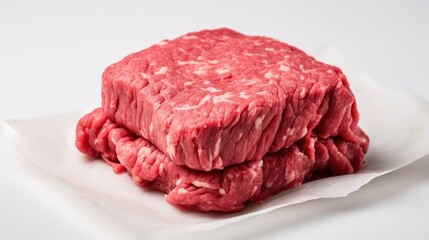 Fototapeta premium raw hamburger meat on white background. 