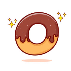 Donut cartoon flat style. Fast food concept design. Isolated white background. Vector art illustration.