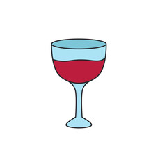 Wine glass icon. Flat color design. Vector Illustration.