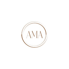 AMA creative initial letter flat monogram logo design with White background.Vector logo modern alphabet golden color font style.
