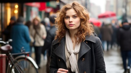 woman walking in the city