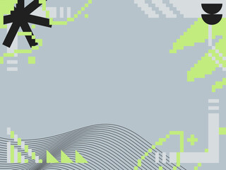 Abstract Brutalism Urban Style Grey Background with Acid Green and Black Decoration Template