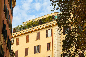 Fototapeta premium Facades of Colorful European Apartment Buildings