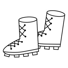 Boots icon. Outline. Climbing stuff. Vector and illustration.