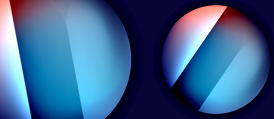 Glossy metal glowing circles geometric background. Minimal abstract composition. Vector illustration For Wallpaper, Banner, Background, Card, Book Illustration, landing page