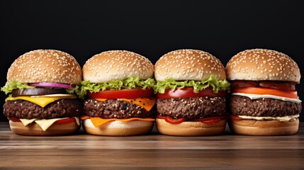burgers on white background ,The most delicious hamburger