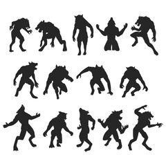 Illustration of a howling werewolf silhouette, Vector wolfman 

