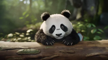Foto op Plexiglas giant panda eating bamboo © ArtProduction