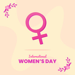international womens day greeting card with vector female gender symbol