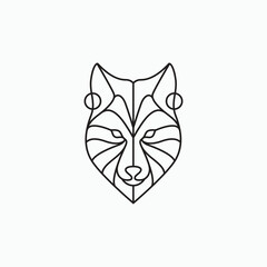 Fototapeta premium wolf head animal wildlife mammal predator line logo design graphic vector
