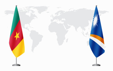 Cameroon and Marshall Islands flags for official meeting