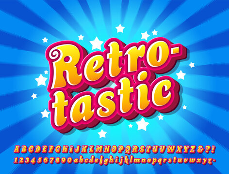 Retrotastic is a pop stylized 3d effect font, with splashy stars and light rays