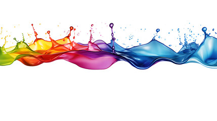 colorful liquid splash isolated on transparent or white background	