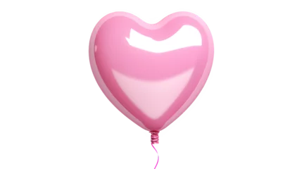 Papier Peint photo Ballon Pink heart shaped balloon isolated on transparent or white background, 3d balloon