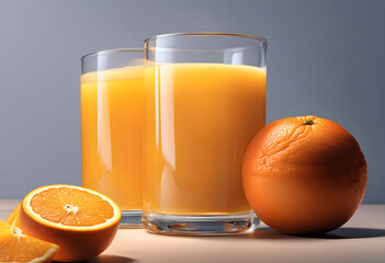 A glass of orange juice and oranges on the table.