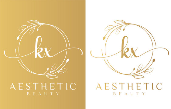 Letter X Beauty Logo with Flourish Ornament