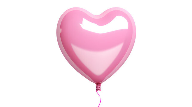 Pink heart shaped balloon isolated on transparent or white background, 3d balloon