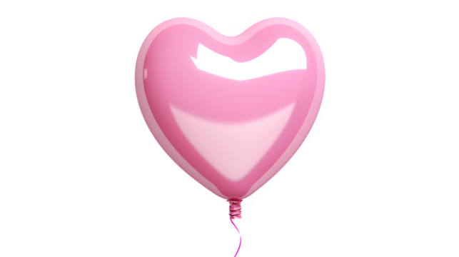 Pink heart shaped balloon isolated on transparent or white background, 3d balloon