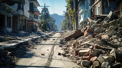 地震で被災した街 - obrazy, fototapety, plakaty