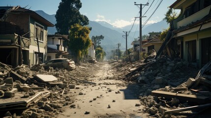 地震で被災した街