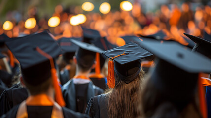 students wearing graduation caps in a line 2